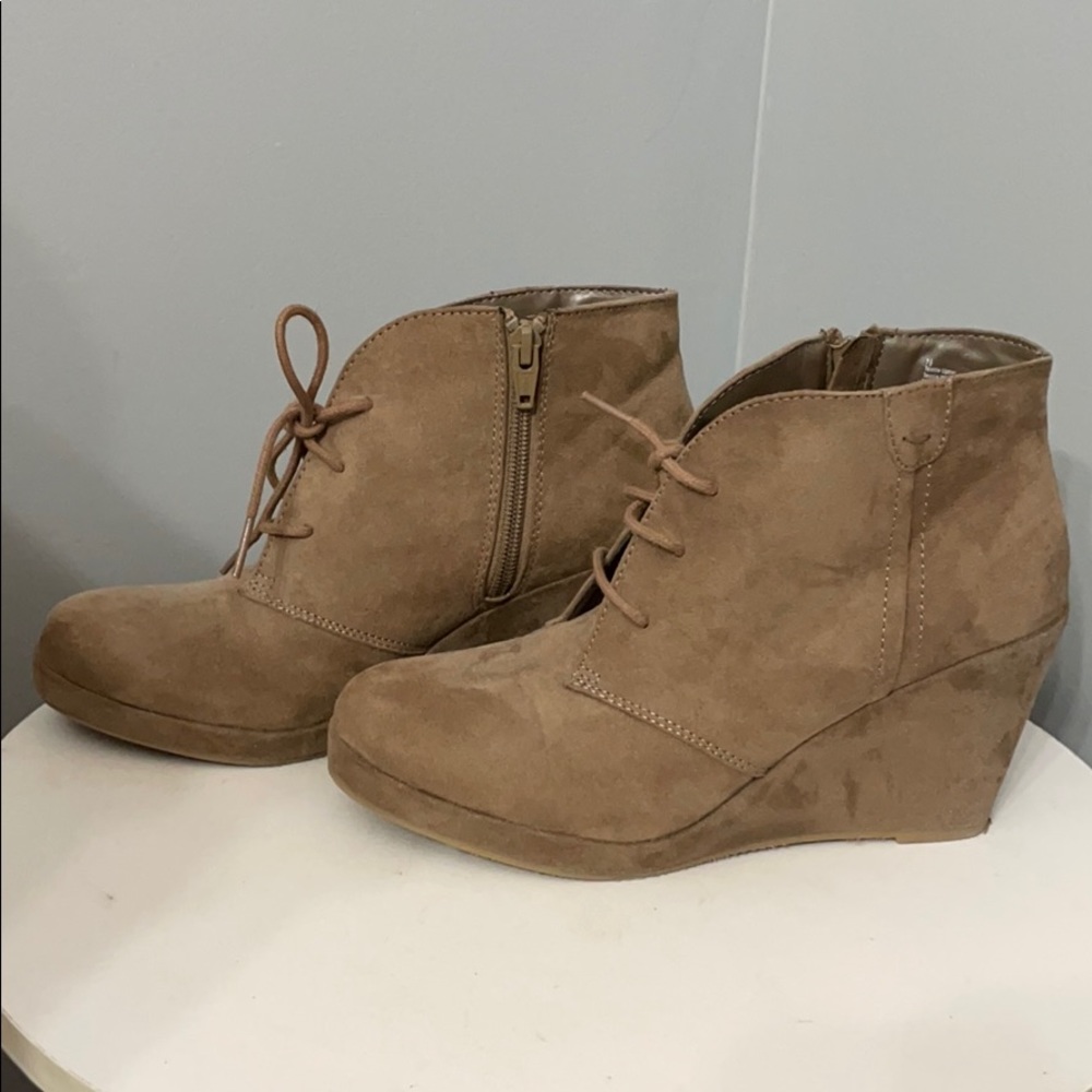 Brown heeled booties